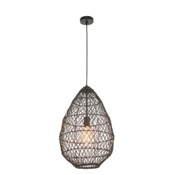 67533-001 Matt Black Pendant with Black Rattan Shade