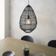 67533-001 Matt Black Pendant with Black Rattan Shade