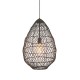 67533-001 Matt Black Pendant with Black Rattan Shade