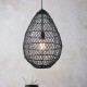 67533-001 Matt Black Pendant with Black Rattan Shade