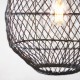 67533-001 Matt Black Pendant with Black Rattan Shade