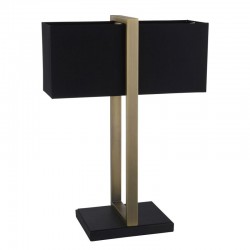 64828-001 Antique Brass & Black Table Lamp with Black Cotton Shade 64828-001 Antique Brass & Black Table Lamp with Black Cotton Shade