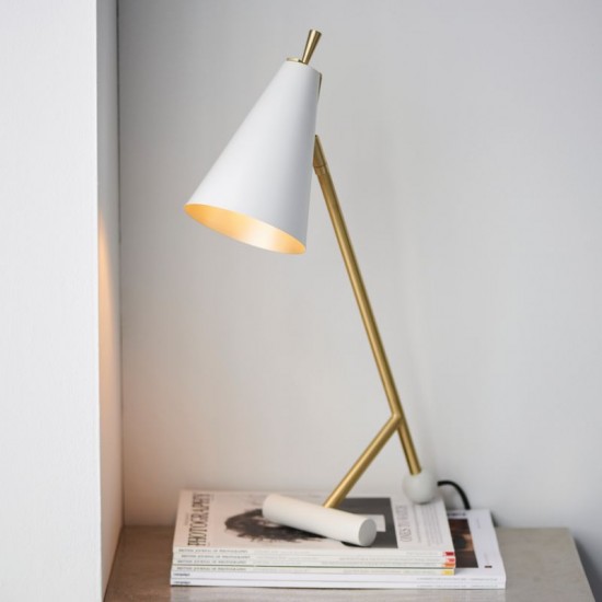 64830-100 Satin Gold & Matt White Table Lamp