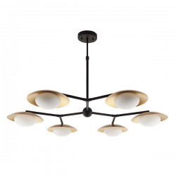 63748-001 Gold & Bronze 6 Light Centre Fitting with White Glasses 63748-001 Gold & Bronze 6 Light Centre Fitting with White Glasses