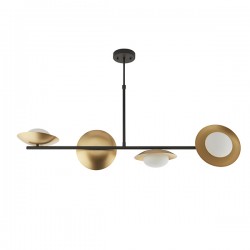 63749-001 Gold & Bronze 4 Light over Island Fitting with White Glasses 63749-001 Gold & Bronze 4 Light over Island Fitting with White Glasses