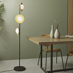 63751-001 Gold & Bronze 3 Light Floor Lamp with White Glasses 63751-001 Gold & Bronze 3 Light Floor Lamp with White Glasses
