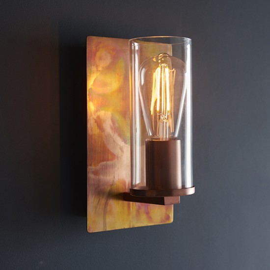 63759-100 Copper Patina Wall Lamp with Clear Glass