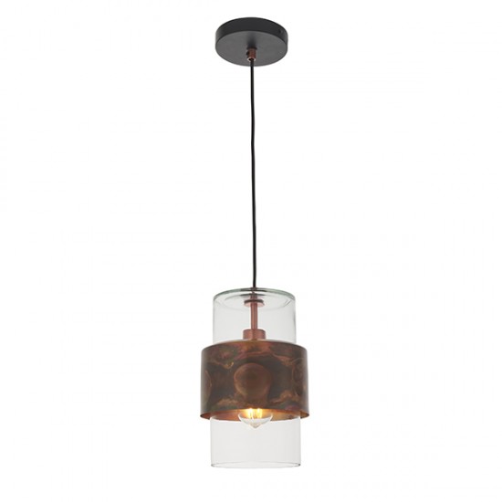 63760-100 Copper Patina Pendant with Clear Glass
