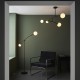 63761-100 Matt Black 2 Light Floor Lamp with White Glasses