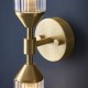 63765-100 Satin Brass 2 Light Wall Lamp with Ribbed Glasses