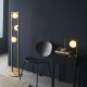 63767-100 Brushed Gold 3 Light Floor Lamp with White Glasses