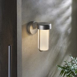 63774-001 Outdoor Brushed Silver LED Wall Lamp with Frosted Glass