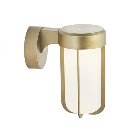 63775-100 Outdoor Brushed Gold LED Wall Lamp with Frosted Glass