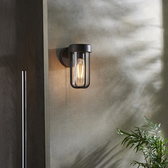 63776-100 Outdoor Brushed Bronze Wall Lamp with Clear Glass