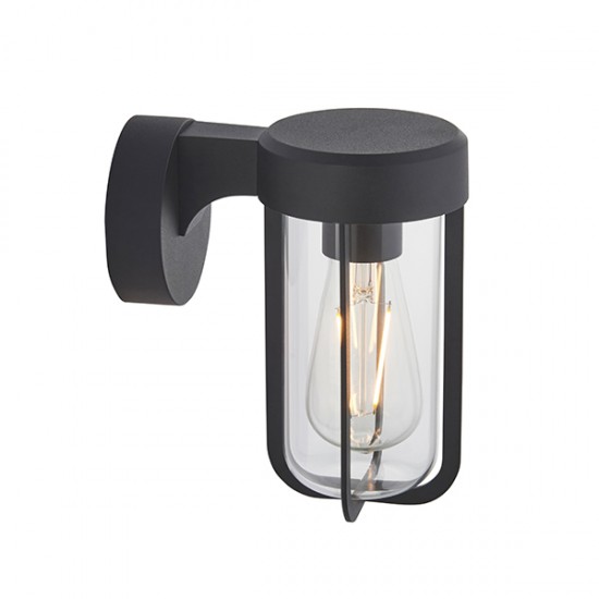 63778-100 Outdoor Matt Black Wall Lamp with Clear Glass