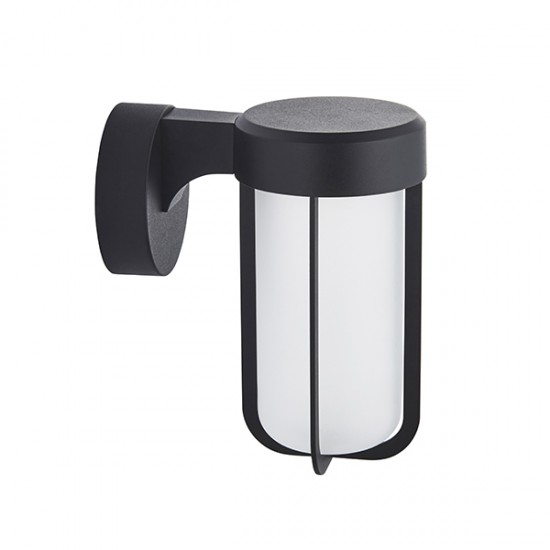 63781-100 Outdoor Matt Black LED Wall Lamp with Frosted Glass