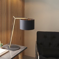 63784-001 Matt Brass Table Lamp with Black Shade 63784-001 Matt Brass Table Lamp with Black Shade