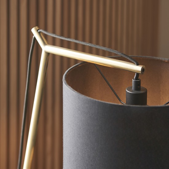 63784-100 Matt Brass Table Lamp with Black Shade