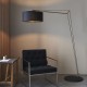63785-100 Matt Nickel Floor Lamp with Black Shade