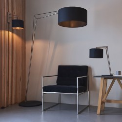 63785-001 Matt Nickel Floor Lamp with Black Shade 63785-001 Matt Nickel Floor Lamp with Black Shade