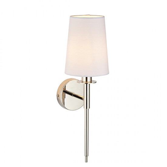 63804-100 Bright Nickel Wall Lamp with Vintage White Shade