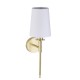 63805-100 Satin Brass Wall Lamp with Vintage White Shade