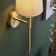63805-100 Satin Brass Wall Lamp with Vintage White Shade