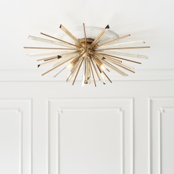63814-001 Antique Brass 4 Light Sputnik Semi-Flush with Champagne Crystal