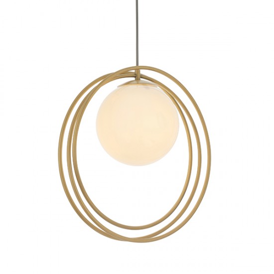 63825-100 Brushed Gold Pendant with White Glass