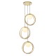 63826-100 Brushed Gold 3 Light Cluster Fitting with White Glasses