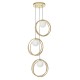 63826-100 Brushed Gold 3 Light Cluster Fitting with White Glasses