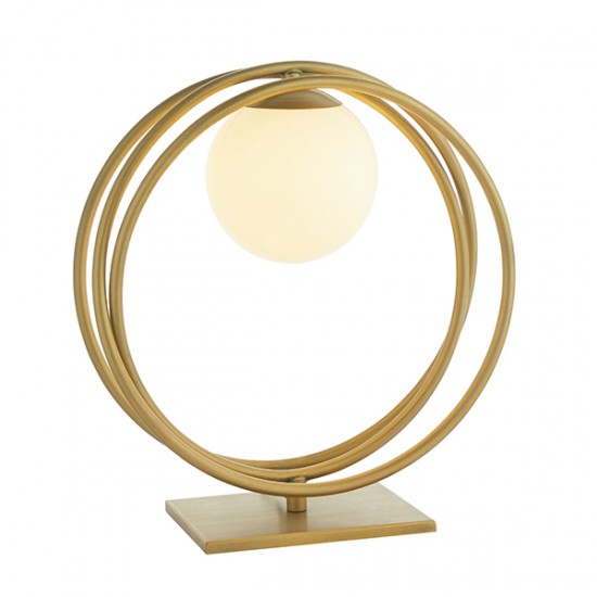 63827-100 Brushed Gold Table Lamp with White Glass