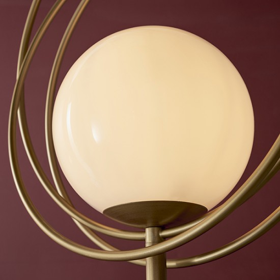 63828-100 Brushed Gold Floor Lamp with White Glass