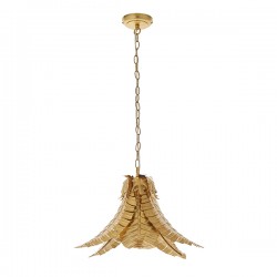 63830-001 Gold Painted Metal Palm Leaves Pendant