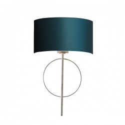 63836-001 Antique Silver Wall Lamp with Teal Satin Shade 63836-001 Antique Silver Wall Lamp with Teal Satin Shade
