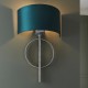 63836-100 Antique Silver Wall Lamp with Teal Satin Shade