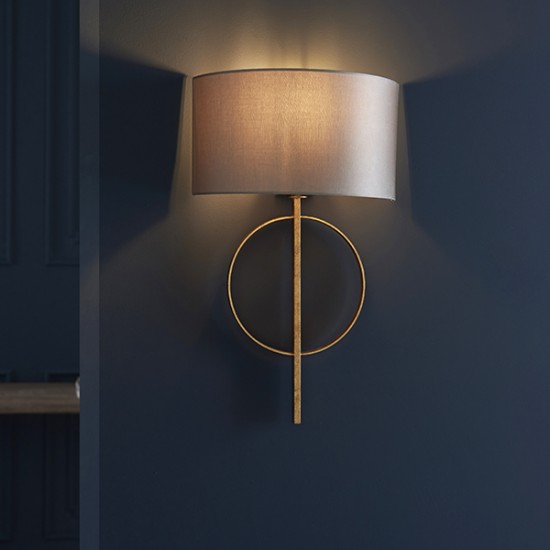 63841-100 Antique Gold Wall Lamp with Mink Satin Shade 63841-100 Antique Gold Wall Lamp with Mink Satin Shade