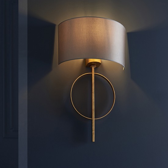 63841-100 Antique Gold Wall Lamp with Mink Satin Shade 63841-100 Antique Gold Wall Lamp with Mink Satin Shade