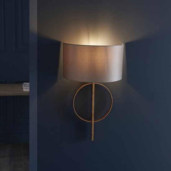 63841-100 Antique Gold Wall Lamp with Mink Satin Shade 63841-100 Antique Gold Wall Lamp with Mink Satin Shade