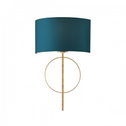 63845-001 Antique Gold Wall Lamp with Teal Satin Shade