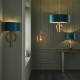 63845-100 Antique Gold Wall Lamp with Teal Satin Shade 63845-100 Antique Gold Wall Lamp with Teal Satin Shade