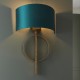 63845-100 Antique Gold Wall Lamp with Teal Satin Shade 63845-100 Antique Gold Wall Lamp with Teal Satin Shade