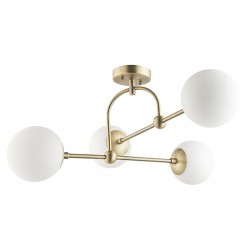 63850-001 Antique Brass 4 Light Semi Flush with White Glasses 63850-001 Antique Brass 4 Light Semi Flush with White Glasses