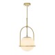 63851-100 Antique Brass Pendant with White Glass