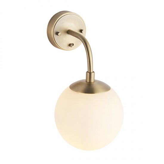 63852-100 Antique Brass Wall Lamp with White Glass