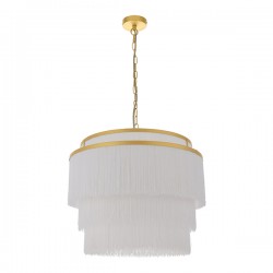 63865-001 Matt Gold 3 Light Pendant with White Tassels 63865-001 Matt Gold 3 Light Pendant with White Tassels