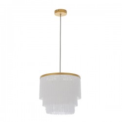 63866-001 Matt Gold Pendant with White Tassels 63866-001 Matt Gold Pendant with White Tassels