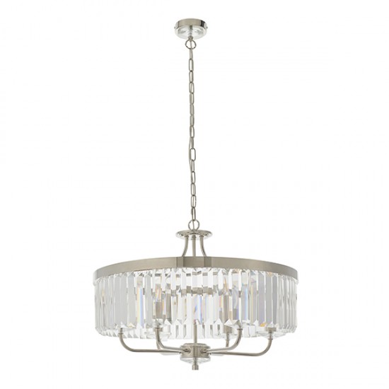 63871-100 Bright Nickel 6 Light Pendant with Crystal