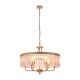 63873-100 Champagne Paint 6 Light Pendant with Rose Pink Crystal