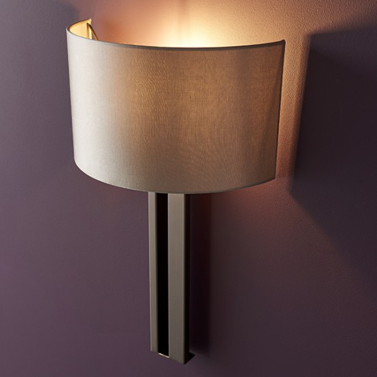 63881-100 Brushed Bronze Wall Lamp with Mink Satin Shade